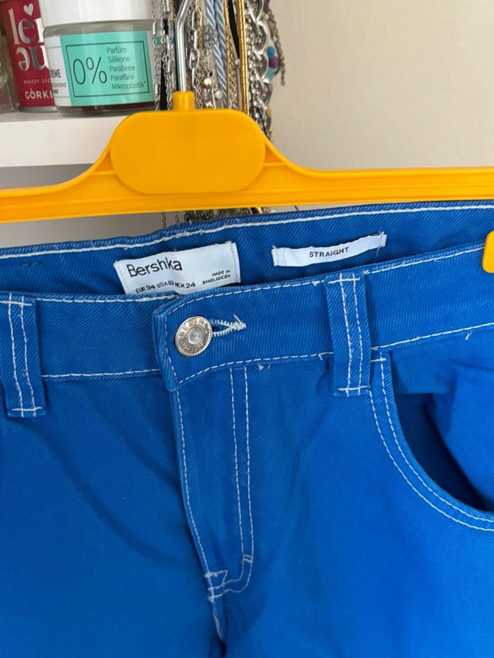 Bershka straight mavi pantolon - Görsel 5