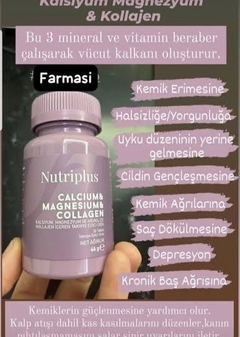 Nutriplus Kalsiyum, Magnezyum ve Kolajen Tabletleri - Görsel 2