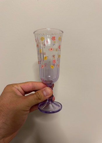 Beden Lc waikiki home Mor Renkli Çiçek Desenli 2'li Kadeh Seti