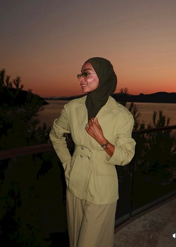 xs Beden camel Renk Camel Renkli Kemer Detaylı Kadın Uzun Takım