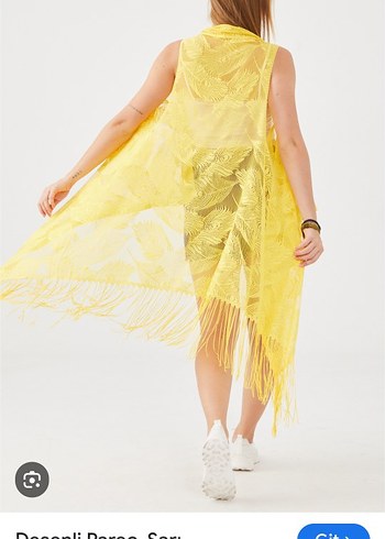 Sarı Dantelli Kısa Bohem Pareo L-XL - Görsel 2