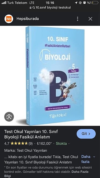 10.sınıf biyoloji test kitabı