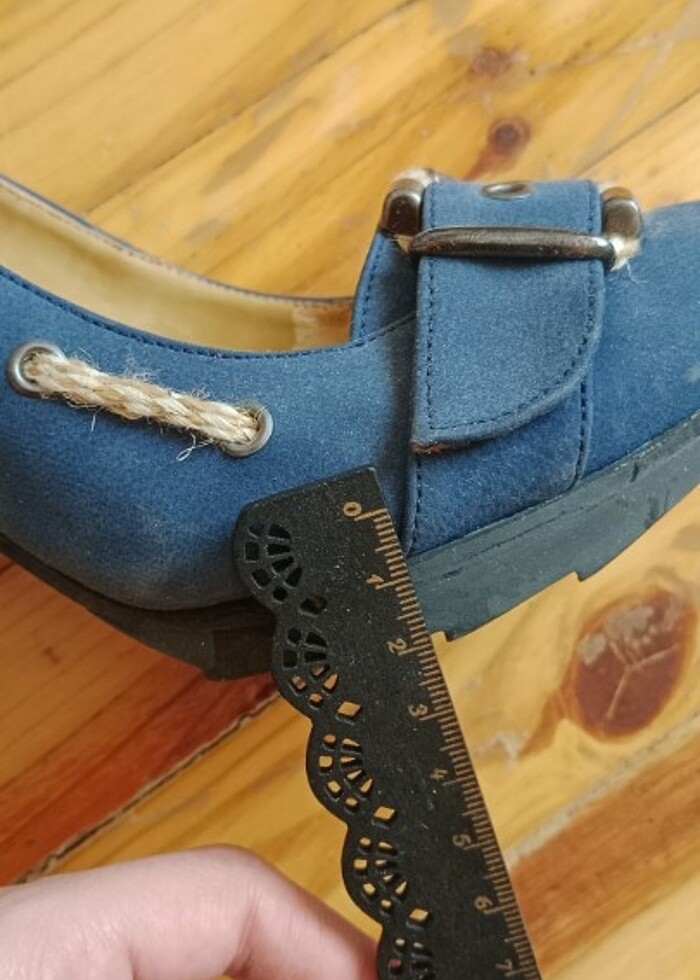 Kot mavisi halat detaylı topuklu ayakkabı  - Görsel 5