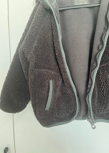 Çocuk Gri Peluş Fermuarlı Ceket - Görsel 2