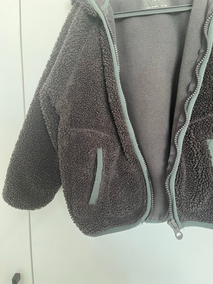 Çocuk Gri Peluş Fermuarlı Ceket - Görsel 2