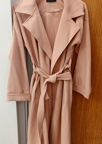 Bej Uzun Kesim Kadın Trençkot - Görsel 2