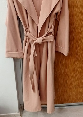 Bej Uzun Kesim Kadın Trençkot - Görsel 3