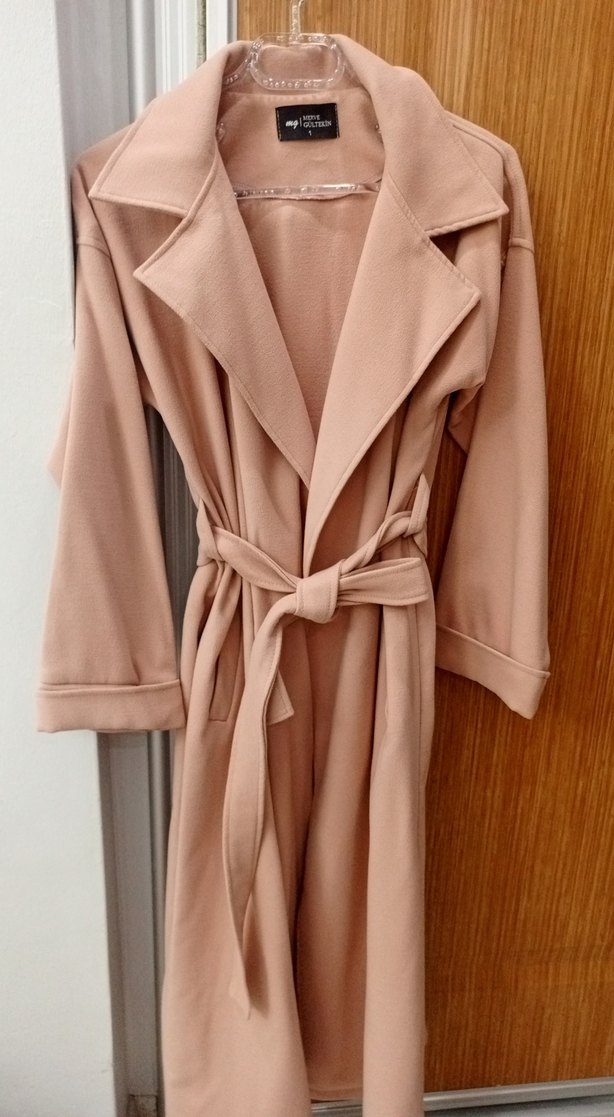 Bej Uzun Kesim Kadın Trençkot - Görsel 2