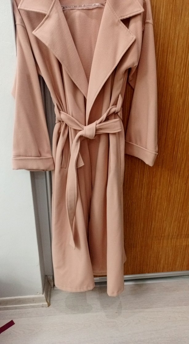 Bej Uzun Kesim Kadın Trençkot - Görsel 3