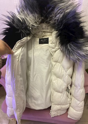 Beyaz Kürklü Kadın Kışlık Ceket - Görsel 4