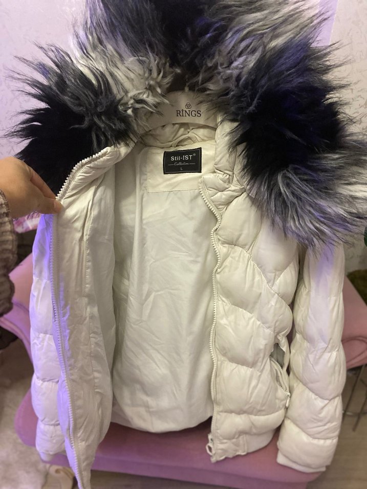 Beyaz Kürklü Kadın Kışlık Ceket - Görsel 4