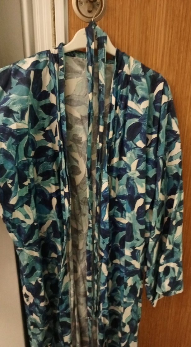 Mavi Bağlamalı Uzun Bohem Kimono - Görsel 3