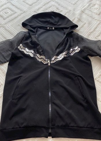 Kadın Siyah Uzun Kapüşonlu Gotik Ceket - Görsel 4