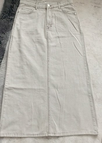 Bej Uzun Keten Kadın Etek - Görsel 3