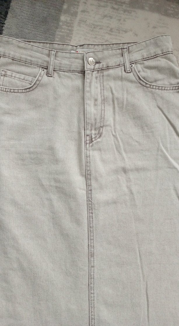 Bej Uzun Keten Kadın Etek - Görsel 2