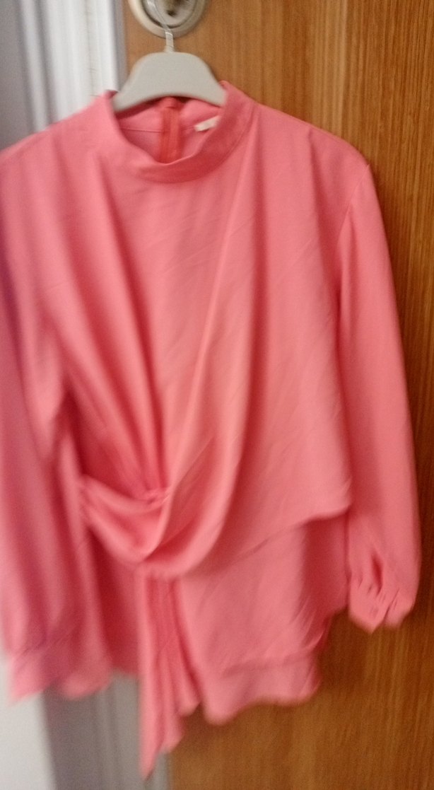 Pembe Drapeli Uzun Kollu Kadın Bluz - Görsel 2