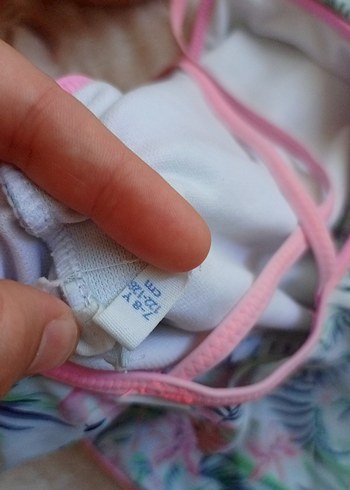 8 Yaş Beden pembe Renk Kız Çocuk Pembe Desenli İnce Askılı Mayo