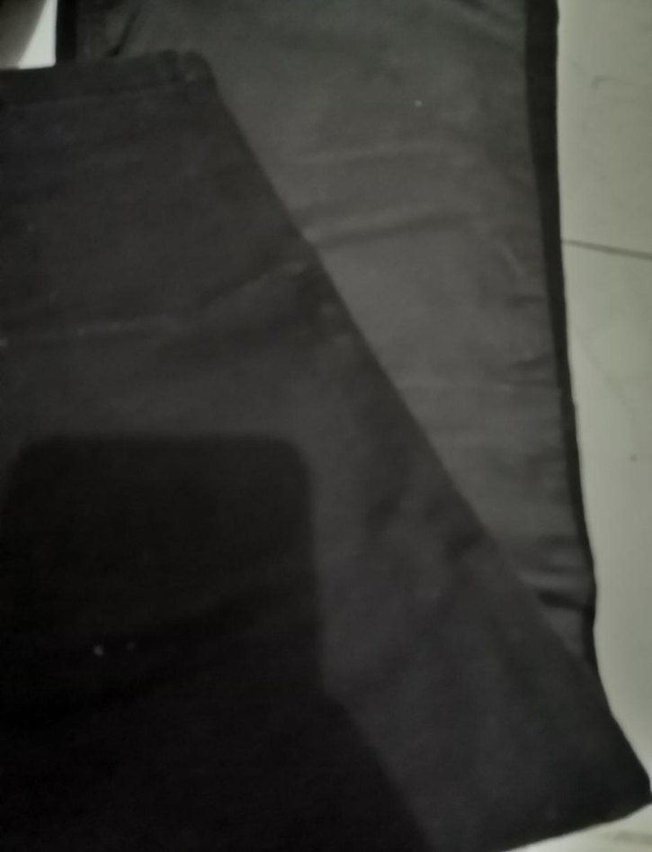 Siyah ön tarafı Deri ve arka tarafı denım  Kadın Pantolon - Görsel 3