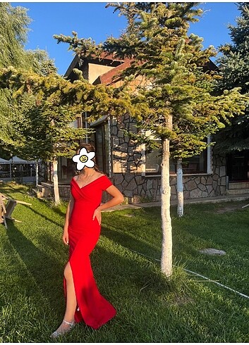 m Beden Kırmızı abiye elbise