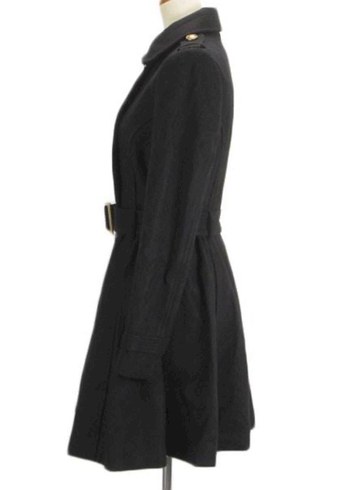 Kemerli Siyah Kadın Kaban - Görsel 2