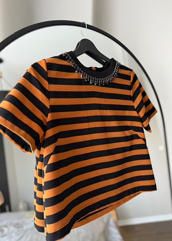 Kahverengi Siyah Çizgili H&M bluz - Görsel 6