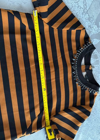 Kahverengi Siyah Çizgili H&M bluz - Görsel 2