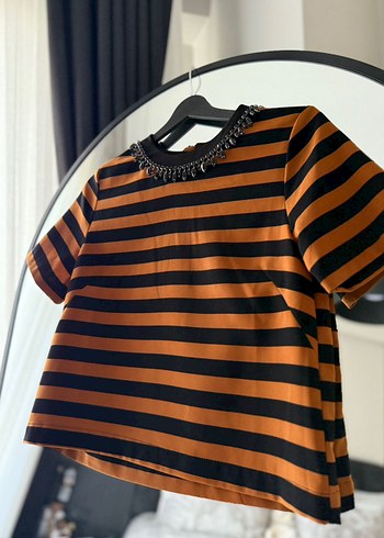 Kahverengi Siyah Çizgili H&M bluz - Görsel 5