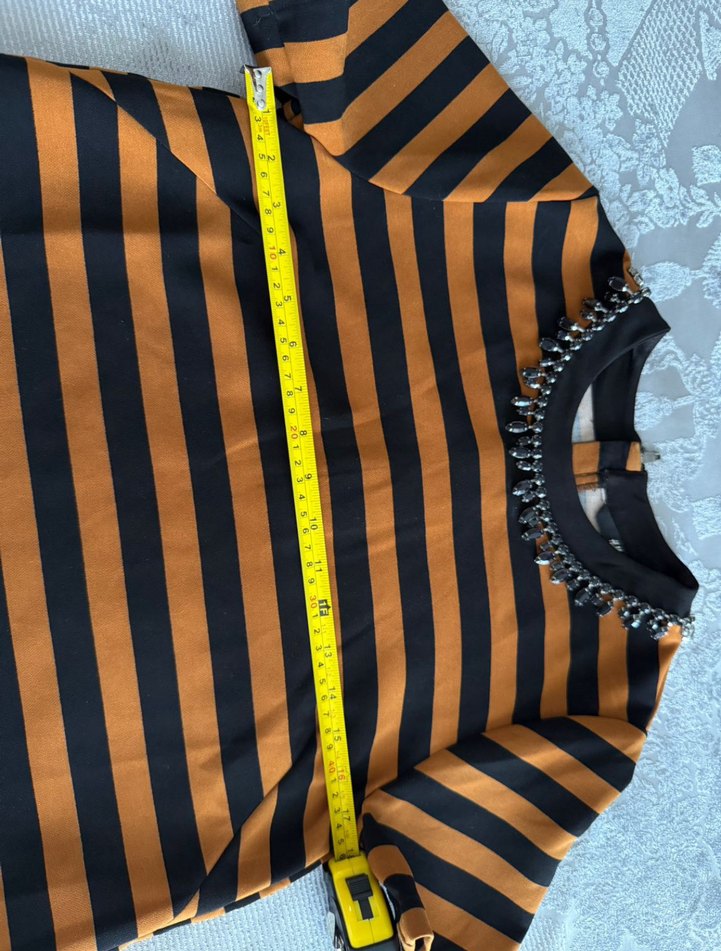 Kahverengi Siyah Çizgili H&M bluz - Görsel 2