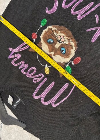 Siyah Baskılı Örgü  Kazak - Görsel 4