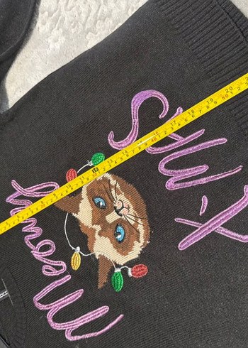 Siyah Baskılı Örgü  Kazak - Görsel 5