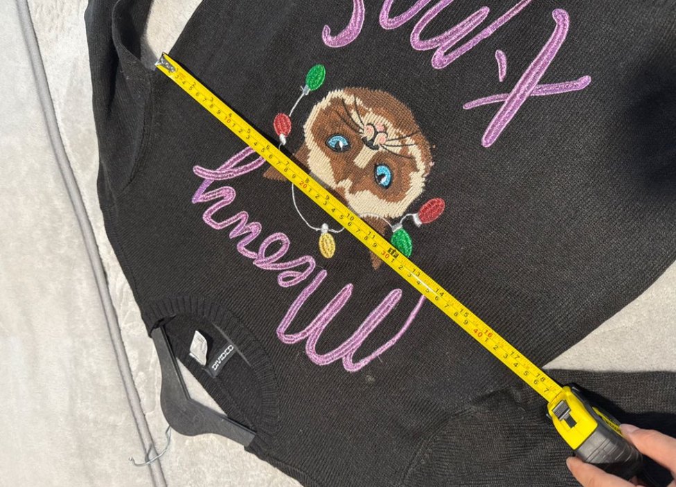 Siyah Baskılı Örgü  Kazak - Görsel 4