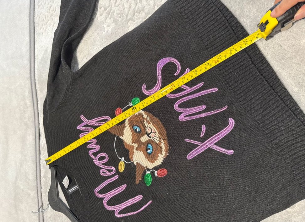 Siyah Baskılı Örgü  Kazak - Görsel 5