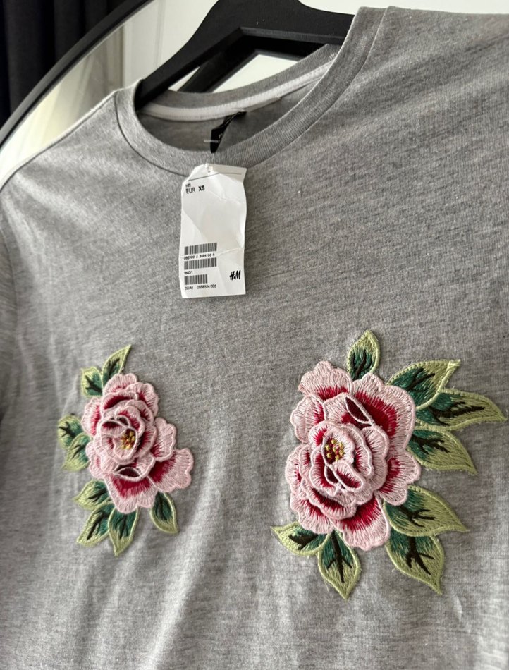 Gri Nakışlı Kadın Sweatshirt H&M - Görsel 4