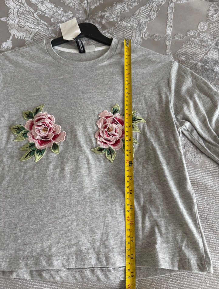 Gri Nakışlı Kadın Sweatshirt H&M - Görsel 2