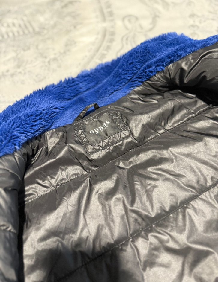 Guess Mavi Kadın Kürk Detaylı Polar Mont - Görsel 3