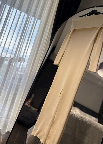 Beyaz Triko Uzun Elbise - Görsel 7