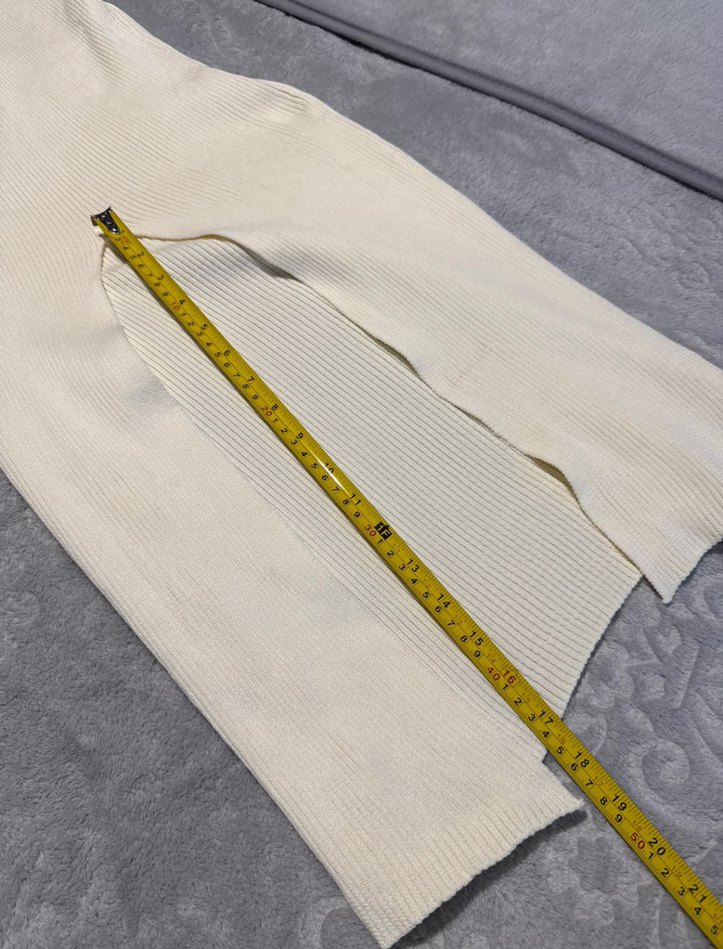 Beyaz Triko Uzun Elbise - Görsel 4