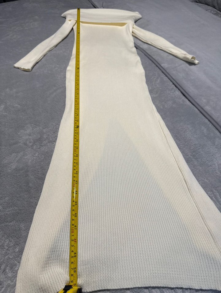 Beyaz Triko Uzun Elbise - Görsel 5