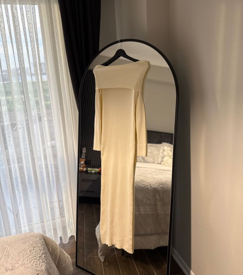 Beyaz Triko Uzun Elbise - Görsel 2