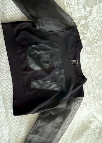 67 Baskılı Siyah Kadın Sweatshirt - Görsel 7