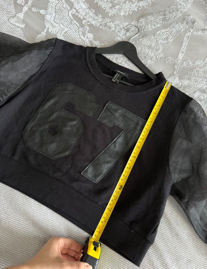 67 Baskılı Siyah Kadın Sweatshirt - Görsel 3