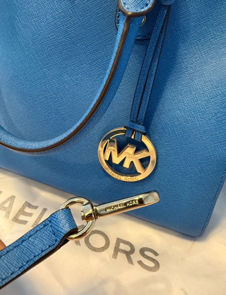 Mavi Michael Kors Deri Çanta - Görsel 4