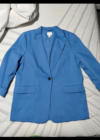 H&M Mavi Düğmeli Kadın Blazer Ceket - Görsel 2