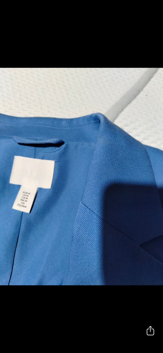 H&M Mavi Düğmeli Kadın Blazer Ceket - Görsel 3