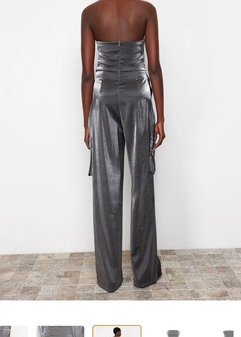 Kadın Gri Deri Midi Tulum - Görsel 7