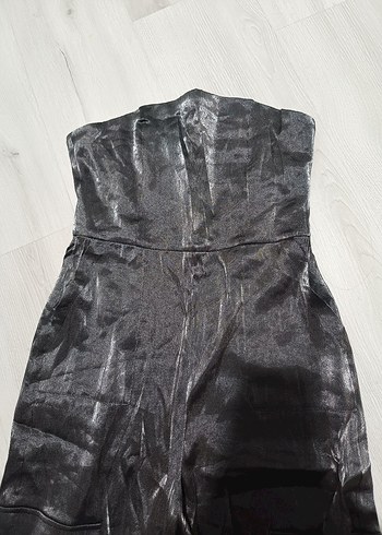 Kadın Gri Deri Midi Tulum - Görsel 9