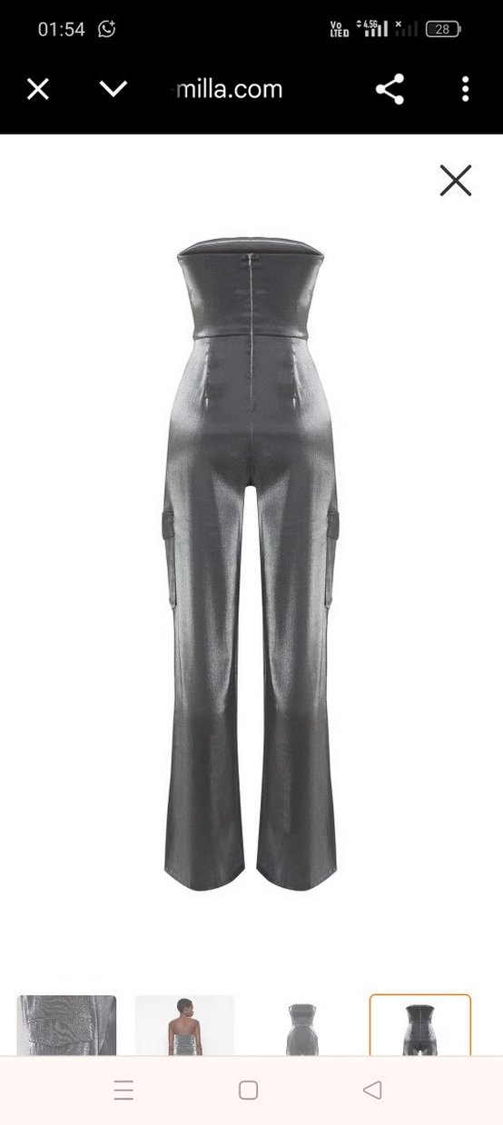 Kadın Gri Deri Midi Tulum - Görsel 2