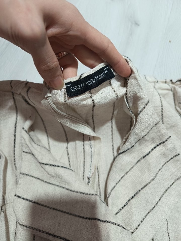 Kadın Bej Kemerli Uzun Keten Tulum - Görsel 3