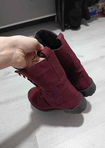 Bordo Süet Tokalı Kadın Bot - Görsel 5