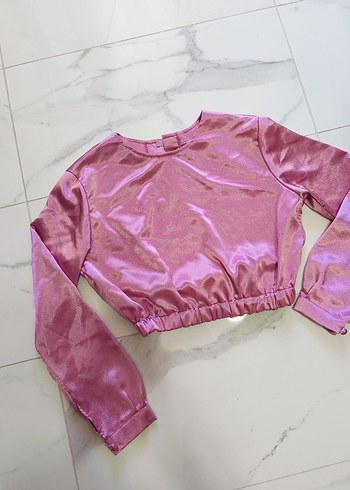 Zara Pembe Saten Salaş Bluz